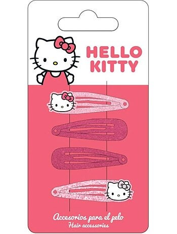 Horquillas para el cabello infantil Hello Kitty rosas con purpurina: lote de 3