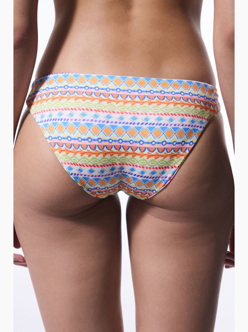 Ila braguita de bikini reversible de tiro medio penti Blanco Naranja Azul - Kiabi