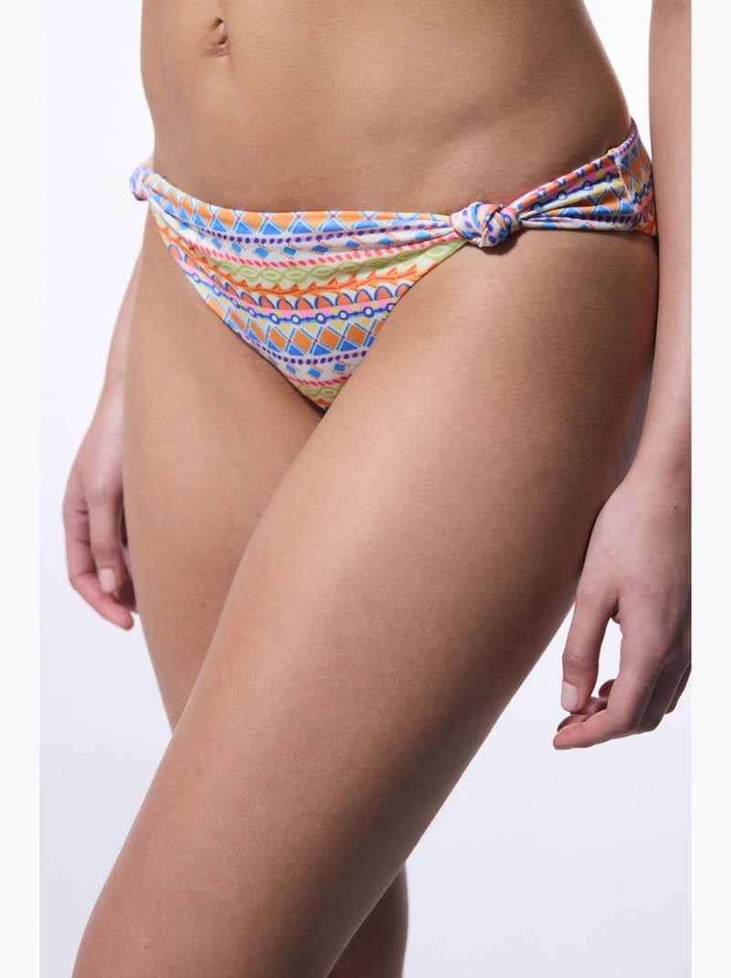 Ila braguita de bikini reversible de tiro medio penti Blanco Naranja Azul - Kiabi