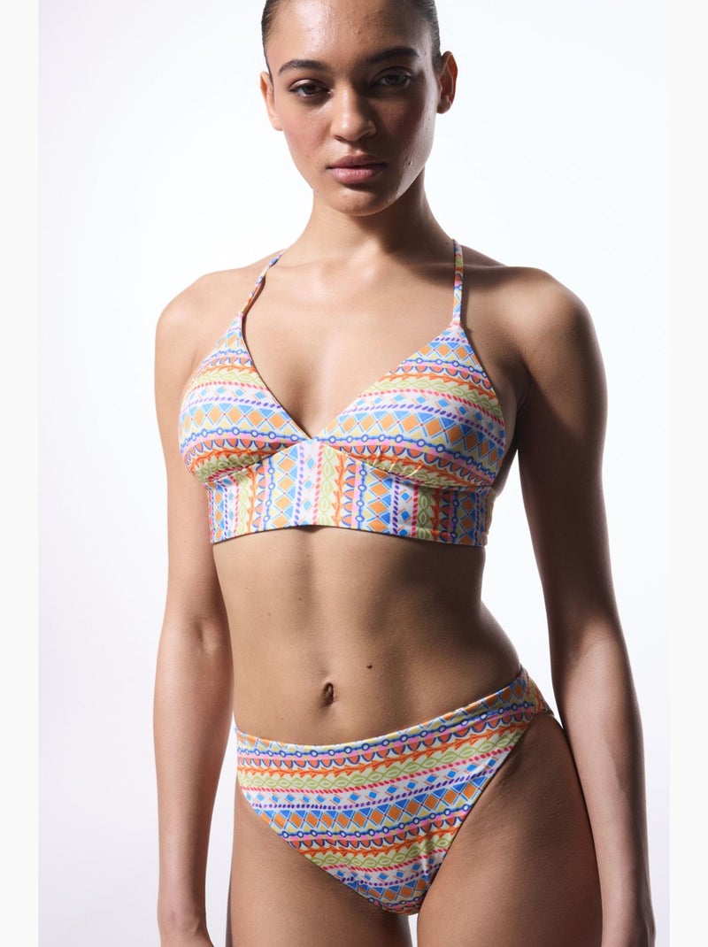 Ila top de bikini reversible con cuello halter penti Blanco Naranja Azul - Kiabi