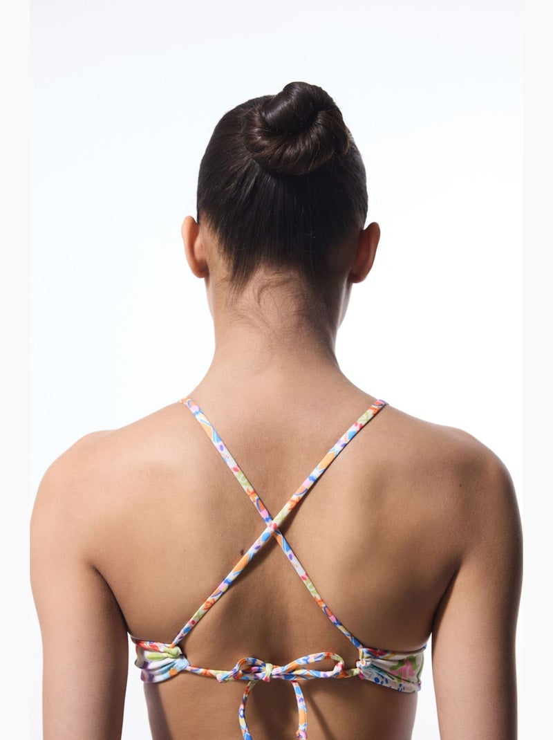 Ila top de bikini reversible con cuello halter penti Blanco Naranja Azul - Kiabi