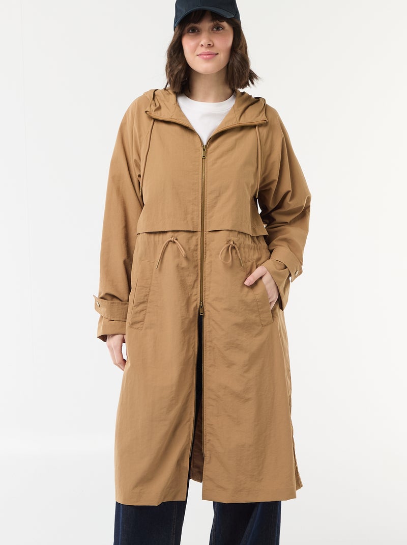 Impermeable con capucha Beige - Kiabi