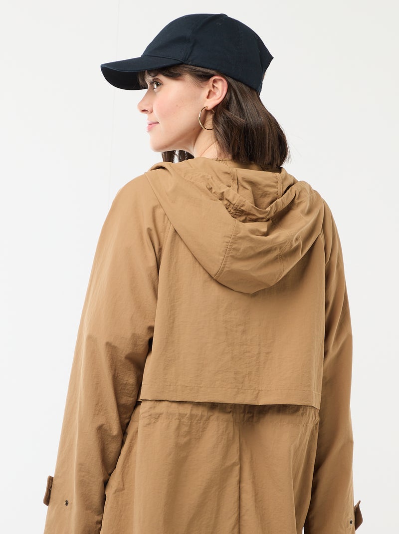 Impermeable con capucha Beige - Kiabi