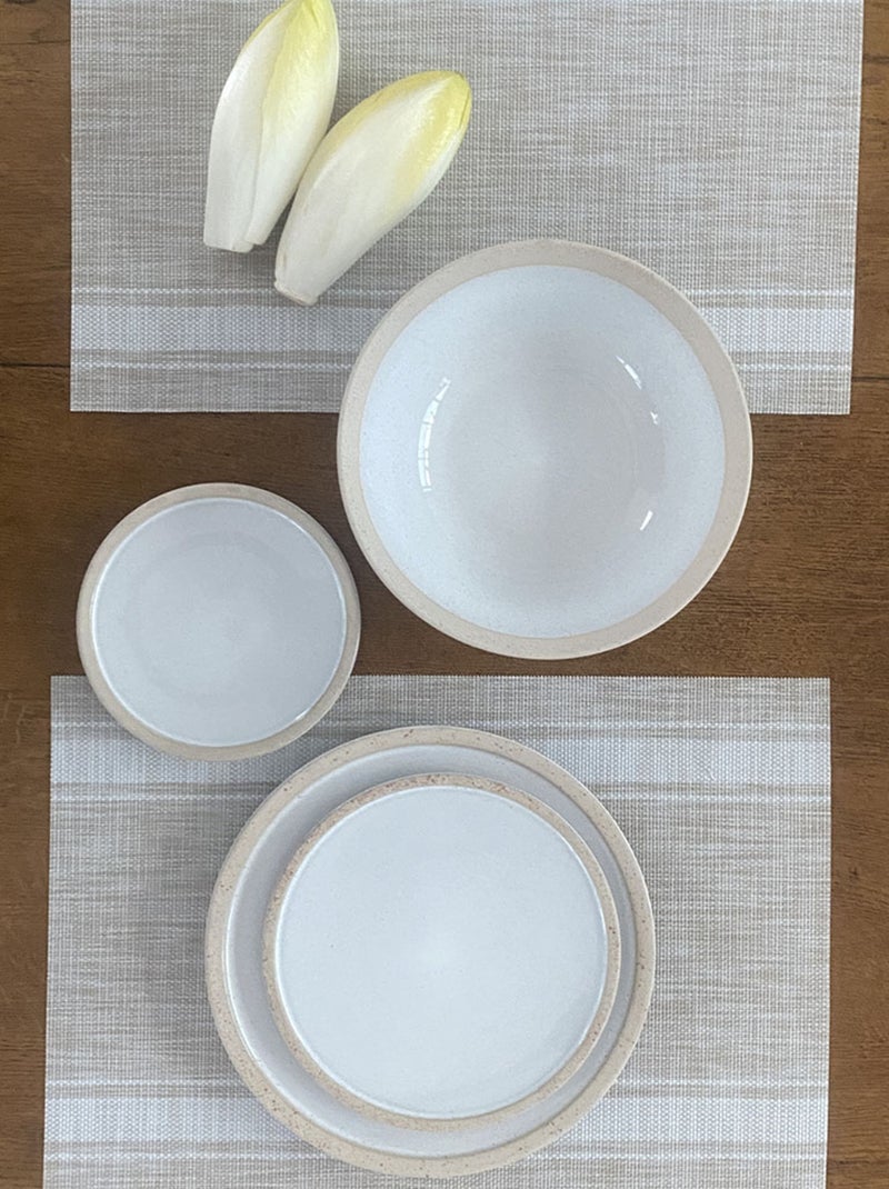 Individual rectangular tejido a rayas Beige - Kiabi