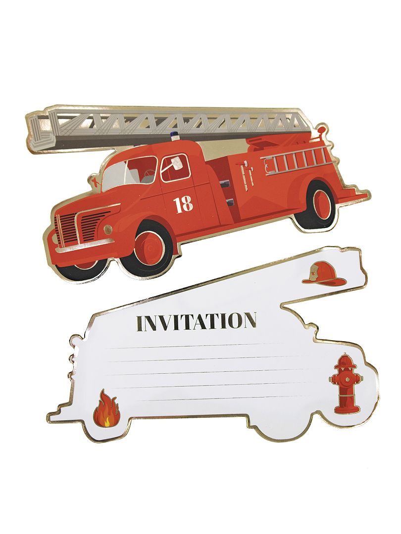 Invitaciones para una fiesta con temática de 'bomberos' rojo - Kiabi
