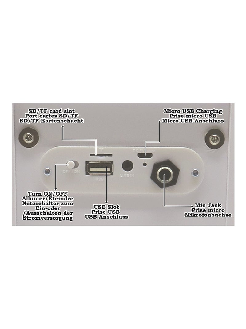 iParty® Trendy Altavoz Bluetooth® puertoátil con micrófono y sorprendentes efectos de luces Blanco - Kiabi