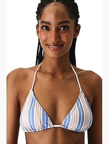 Irene top de bikini triangular a rayas penti
