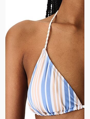 Irene top de bikini triangular a rayas penti