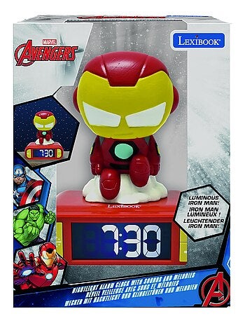 Iron Man Luz nocturna Reloj despertador con sonidos