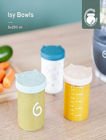 Isy Bowls - 6 tarros de cristal para conservar alimentos de 250 ml «Babymoov»