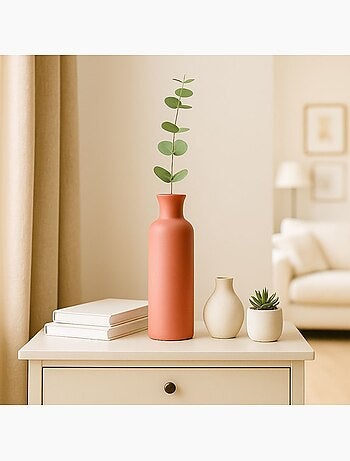 Jarrón de cerámica tubular, diseño minimalista. - AFIBEL