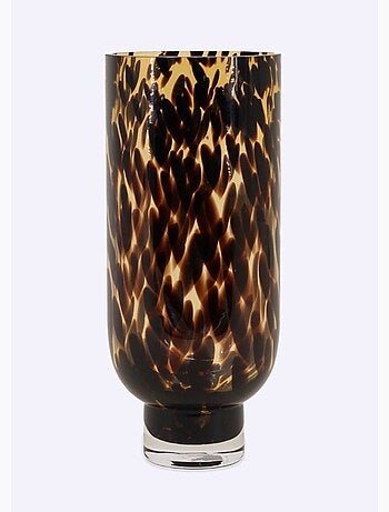 Jarrón de cristal ámbar con efecto estampado de leopardo - AFIBEL