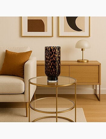 Jarrón de cristal ámbar con efecto estampado de leopardo - AFIBEL