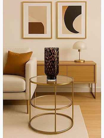 Jarrón de cristal ámbar con efecto estampado de leopardo - AFIBEL