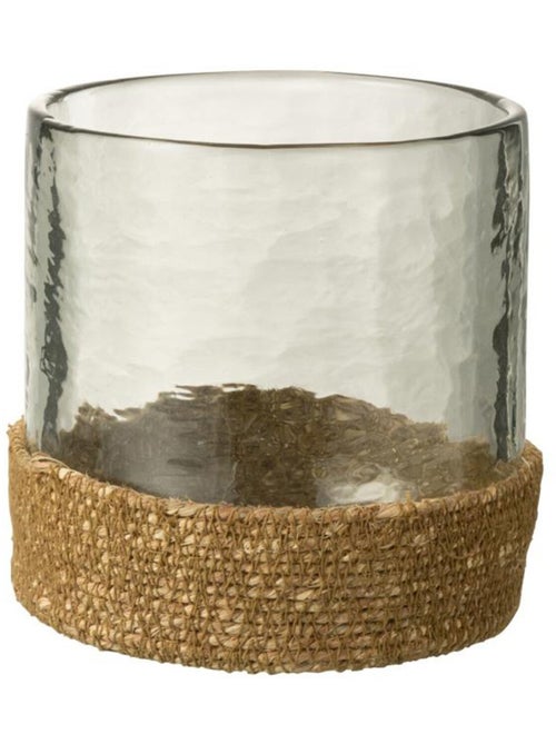 Jarrón de cristal irregular con base de yute - Kiabi