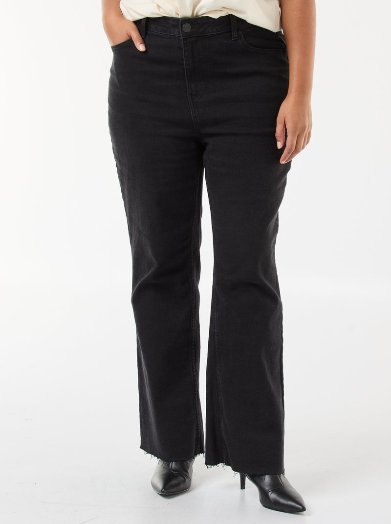 Jean bootcut con bajo deshilachado Negro - Kiabi