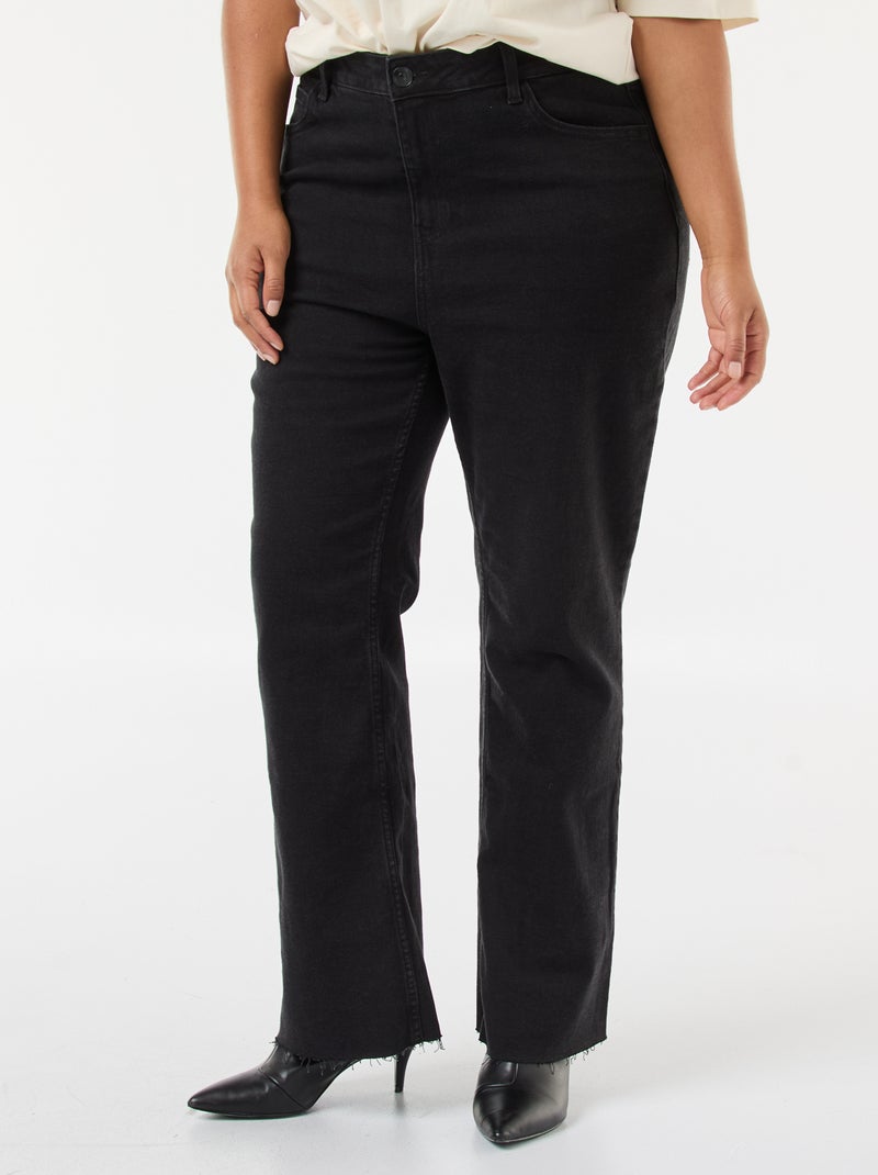 Jean bootcut con bajo deshilachado Negro - Kiabi