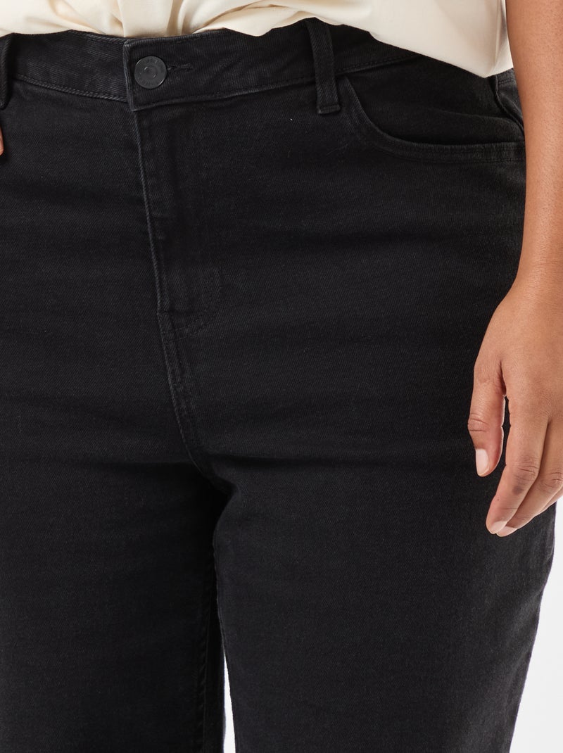 Jean bootcut con bajo deshilachado Negro - Kiabi