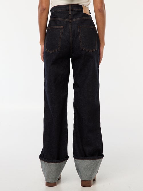 Jean regular / tiro alto con vuelta ancha en el bajo - Kiabi