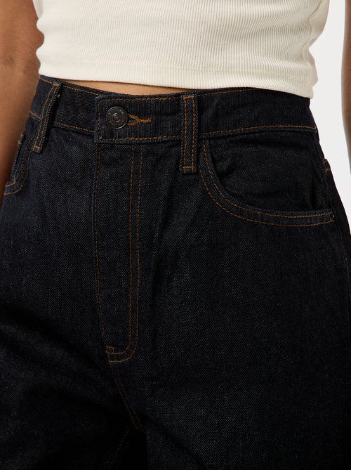 Jean regular / tiro alto con vuelta ancha en el bajo - Kiabi