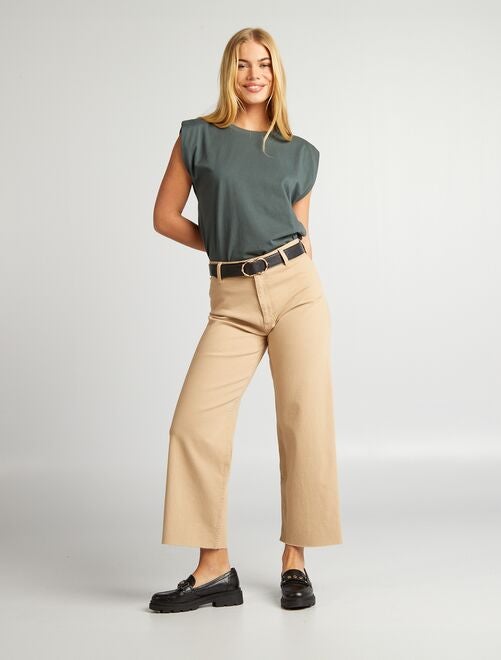 Pantalón ancho con cintura elástica - BEIGE - Kiabi - 27.00€