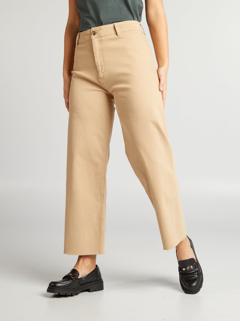 Jean wide-leg acabado sin rematar BEIGE - Kiabi