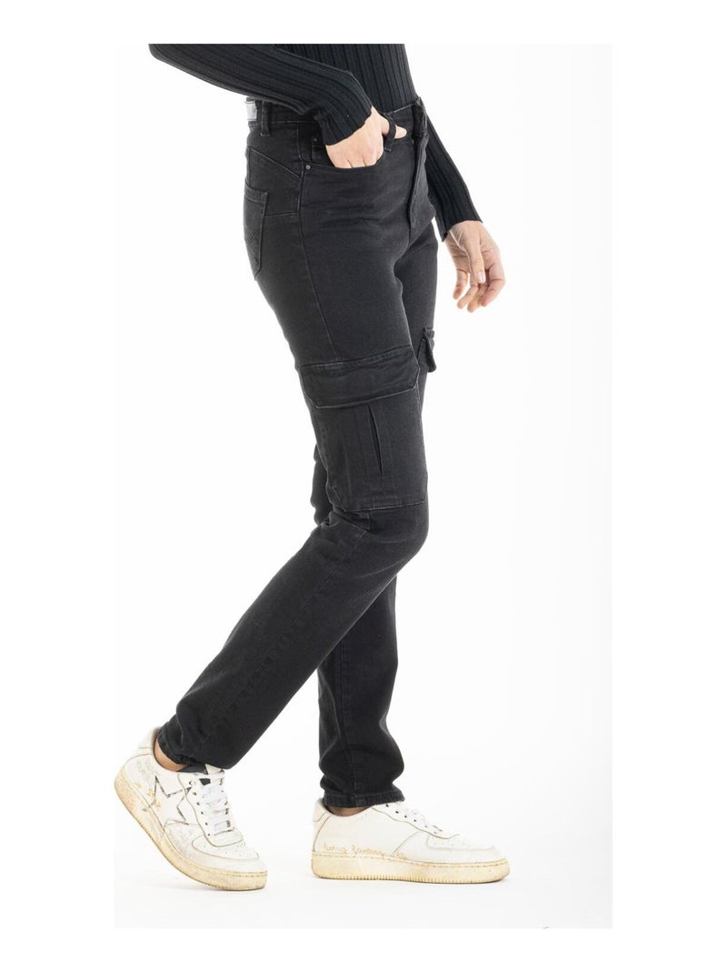 Jeans cargo pitillo push-up stretch MOYRA 'Rica Lewis' Negro - Kiabi