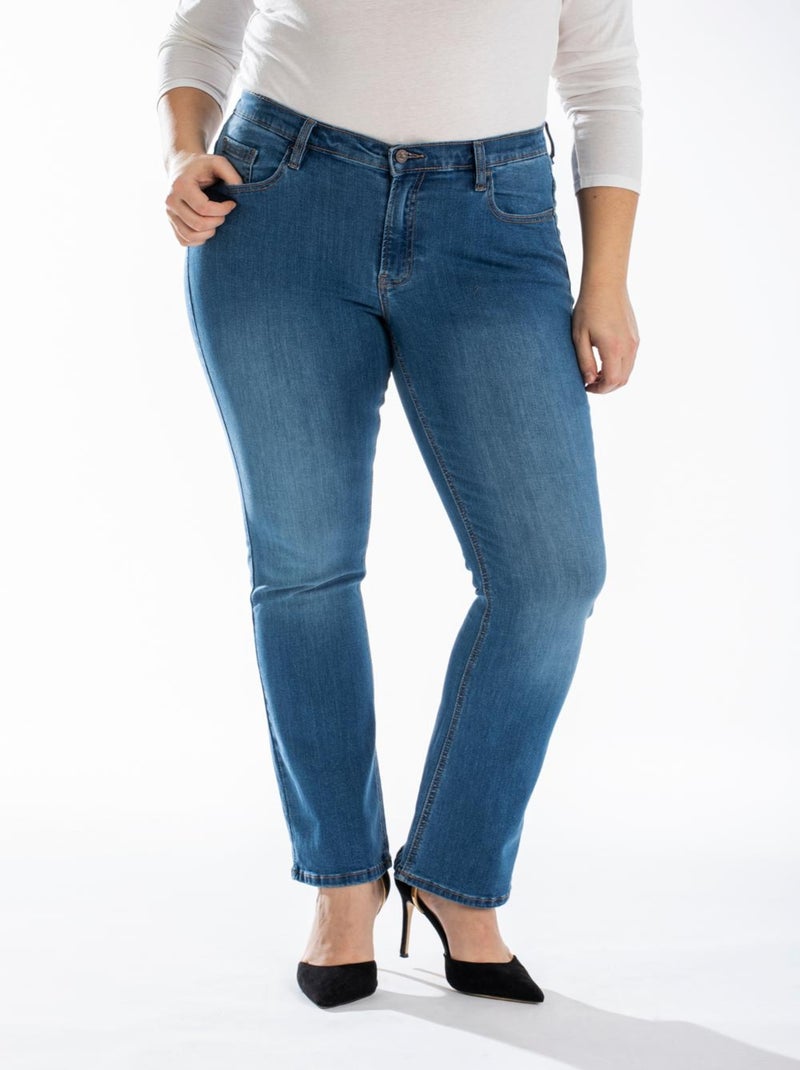 Jeans corte recto corte de bota stone cepillado OBBO1 'OBER' Azul - Kiabi