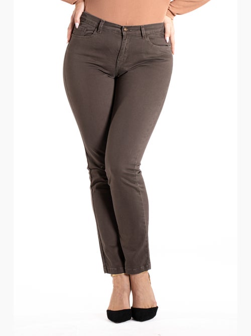 Jeans de color corte recto talle alto stretch 'OBER' - Kiabi