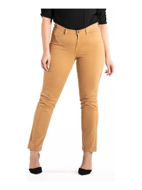 Jeans de color corte recto talle alto stretch 'OBER' - Kiabi