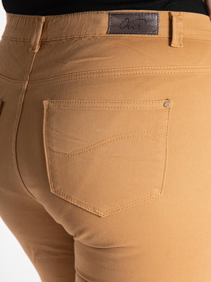 Jeans de color corte recto talle alto stretch 'OBER' Mostaza - Kiabi