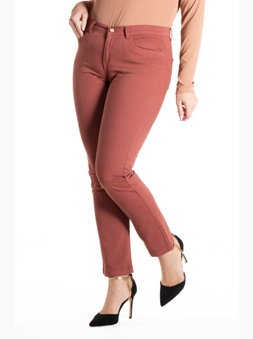 Jeans de color corte recto talle alto stretch 'OBER' - Kiabi