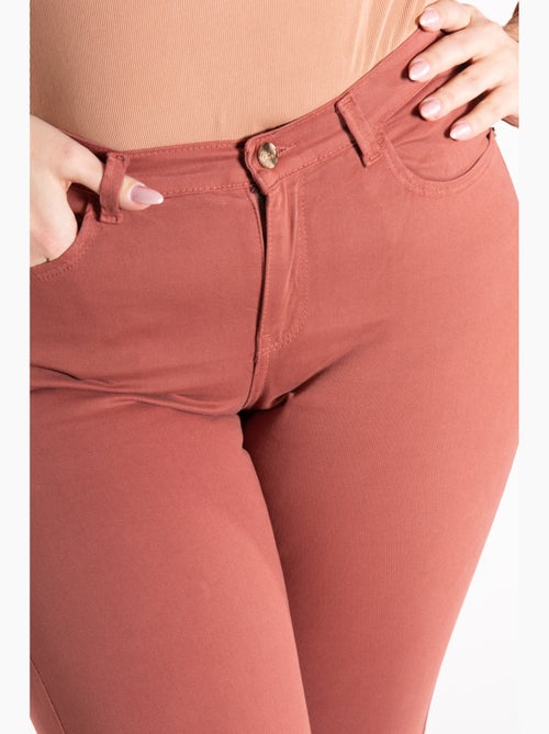 Jeans de color corte recto talle alto stretch 'OBER' - Kiabi