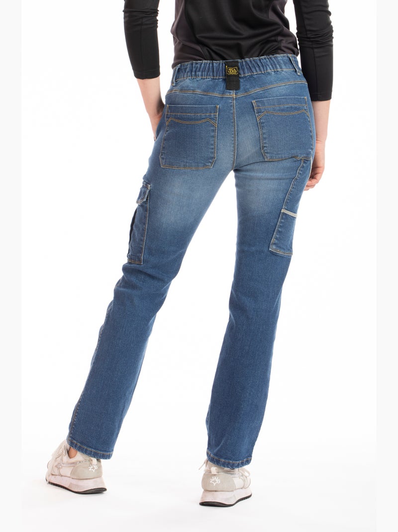 Jeans de trabajo multibolsillos elásticos cepillados BETTY 'Rica Lewis' Azul - Kiabi