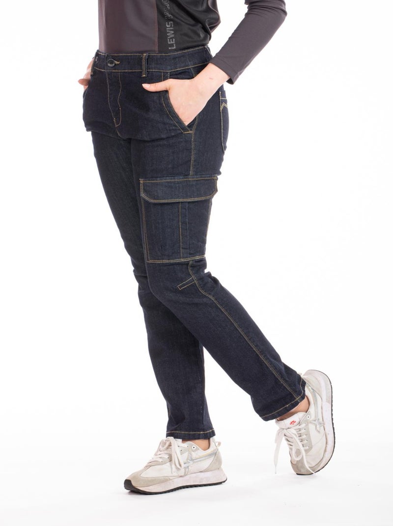 Jeans de trabajo multibolsillos elásticos crudos BETTYA 'Rica Lewis' Azul - Kiabi