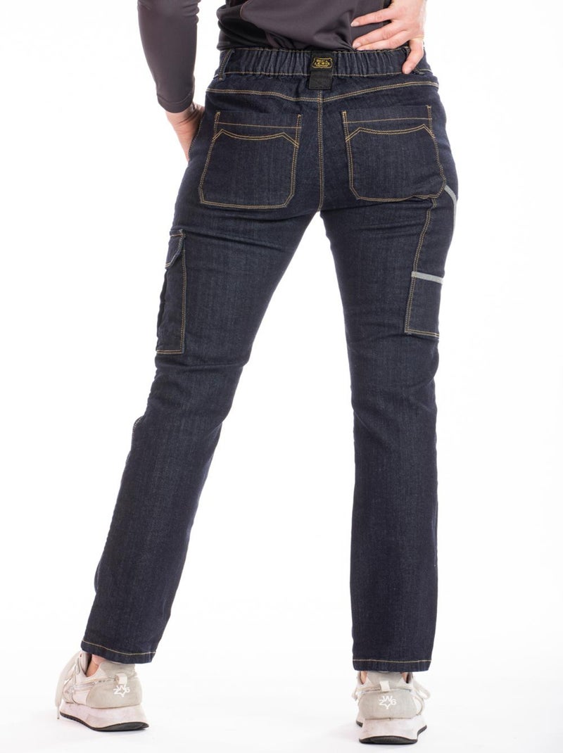 Jeans de trabajo multibolsillos elásticos crudos BETTYA 'Rica Lewis' Azul - Kiabi