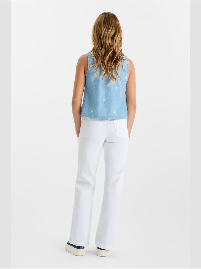 Jeans  flare, largo 34 Blanco - Kiabi