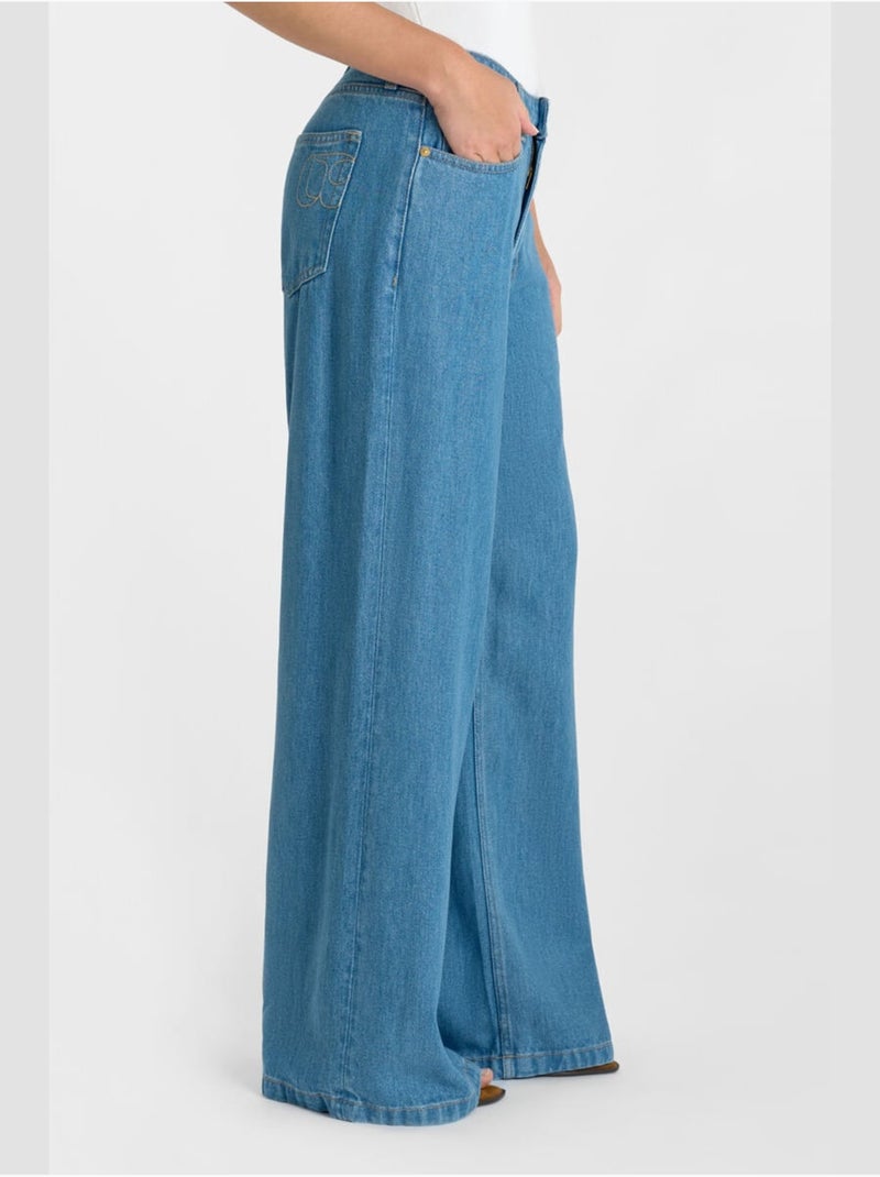 Jeans loose, ancho ZAZOU, largo 34 Azul - Kiabi