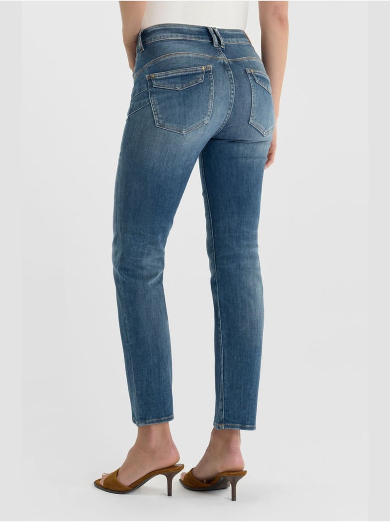 Jeans push-up recto tiro alto PULP, 7/8 Azul - Kiabi