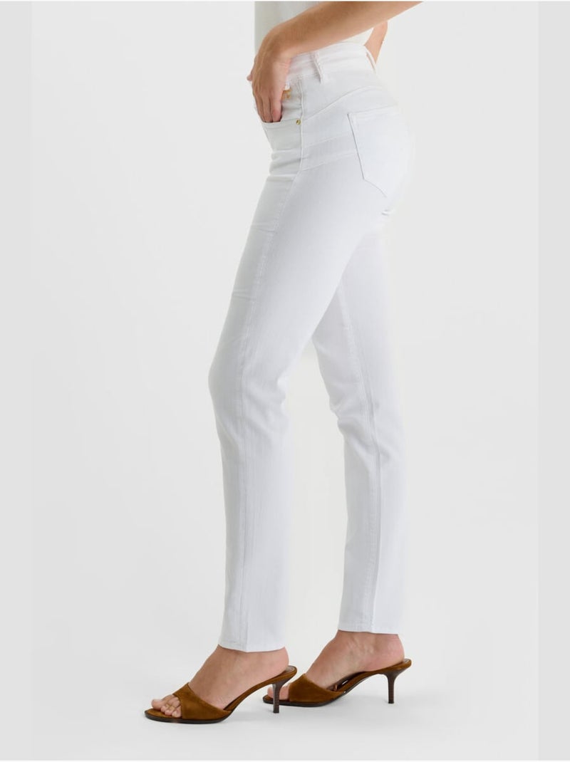 Jeans push-up recto tiro alto PULP, largo 34 Blanco - Kiabi