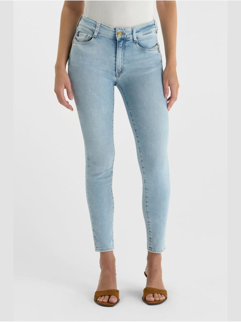 Jeans push-up slim tiro alto PULP, 7/8 Azul - Kiabi