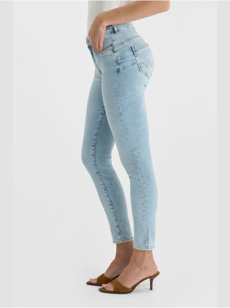 Jeans push-up slim tiro alto PULP, 7/8 Azul - Kiabi