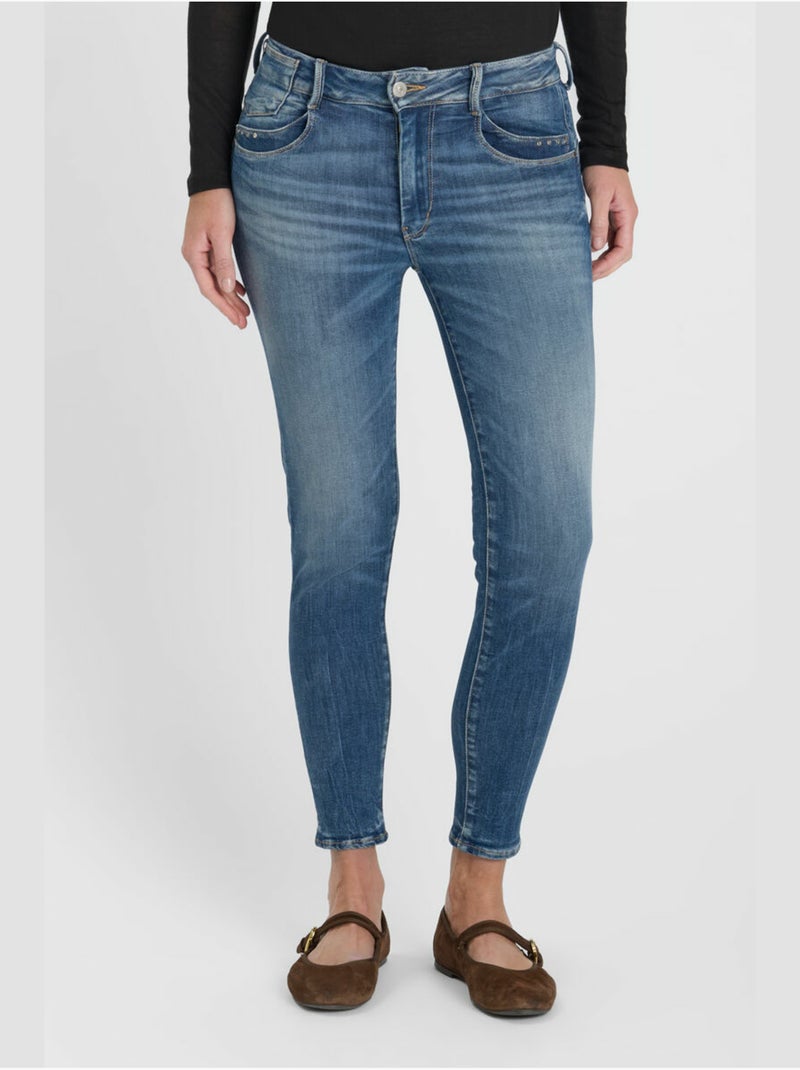 Jeans push-up slim tiro alto PULP, 7/8 Azul - Kiabi