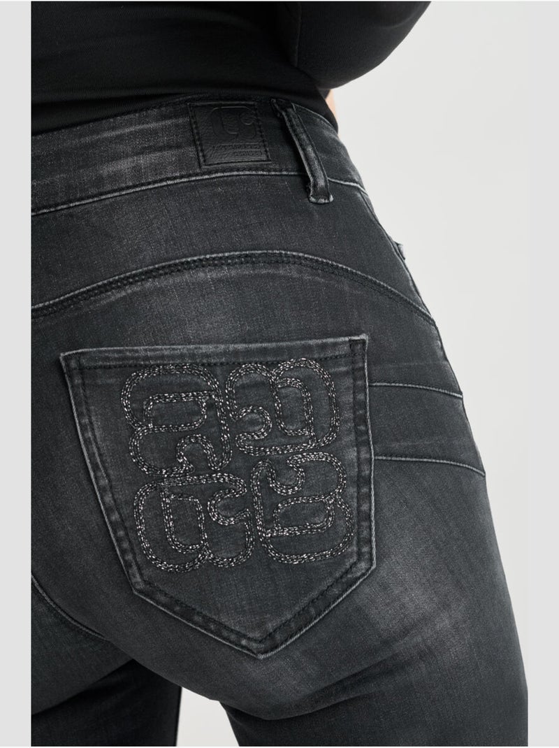 Jeans push-up slim tiro alto PULP, 7/8 Negro - Kiabi