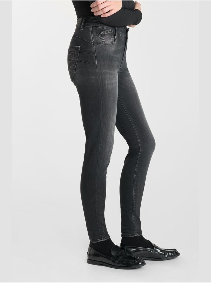 Jeans push-up slim tiro alto PULP, 7/8 Negro - Kiabi