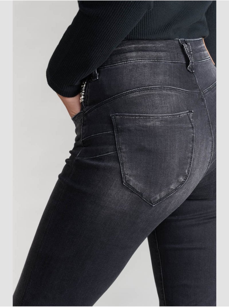 Jeans push-up slim tiro alto PULP, 7/8 Negro - Kiabi