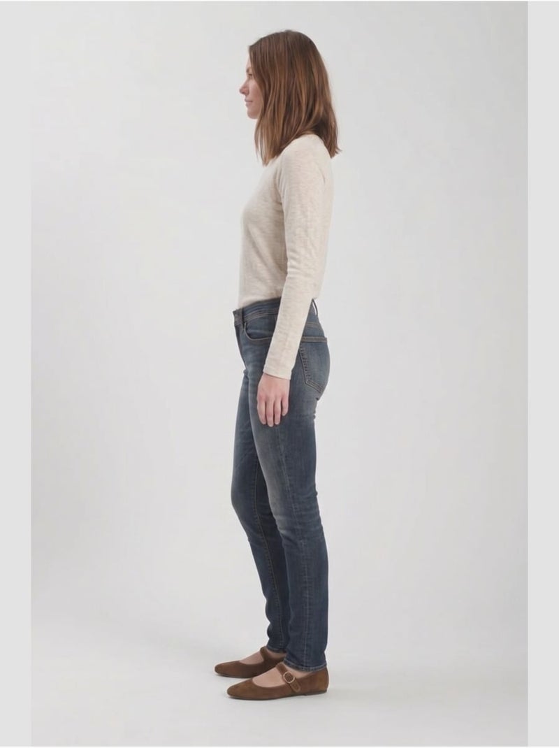 Jeans push-up slim tiro alto pulp, largo 34 Azul - Kiabi