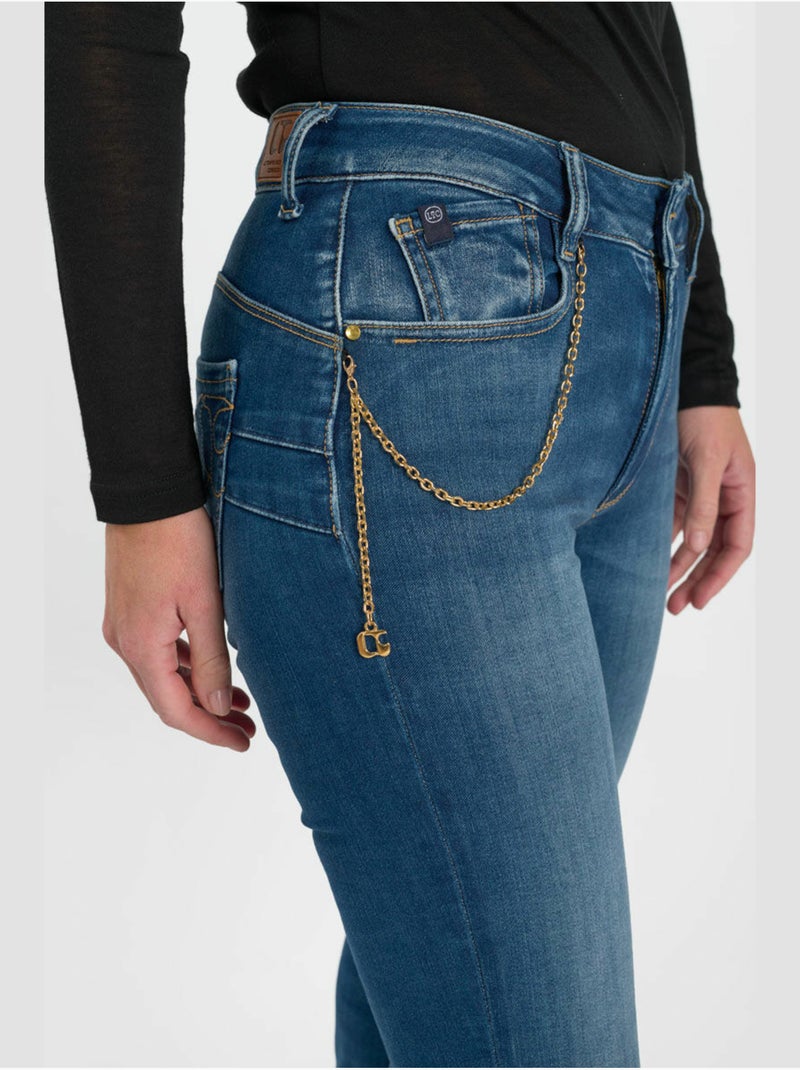 Jeans push-up slim tiro alto pulp, largo 34 Azul - Kiabi