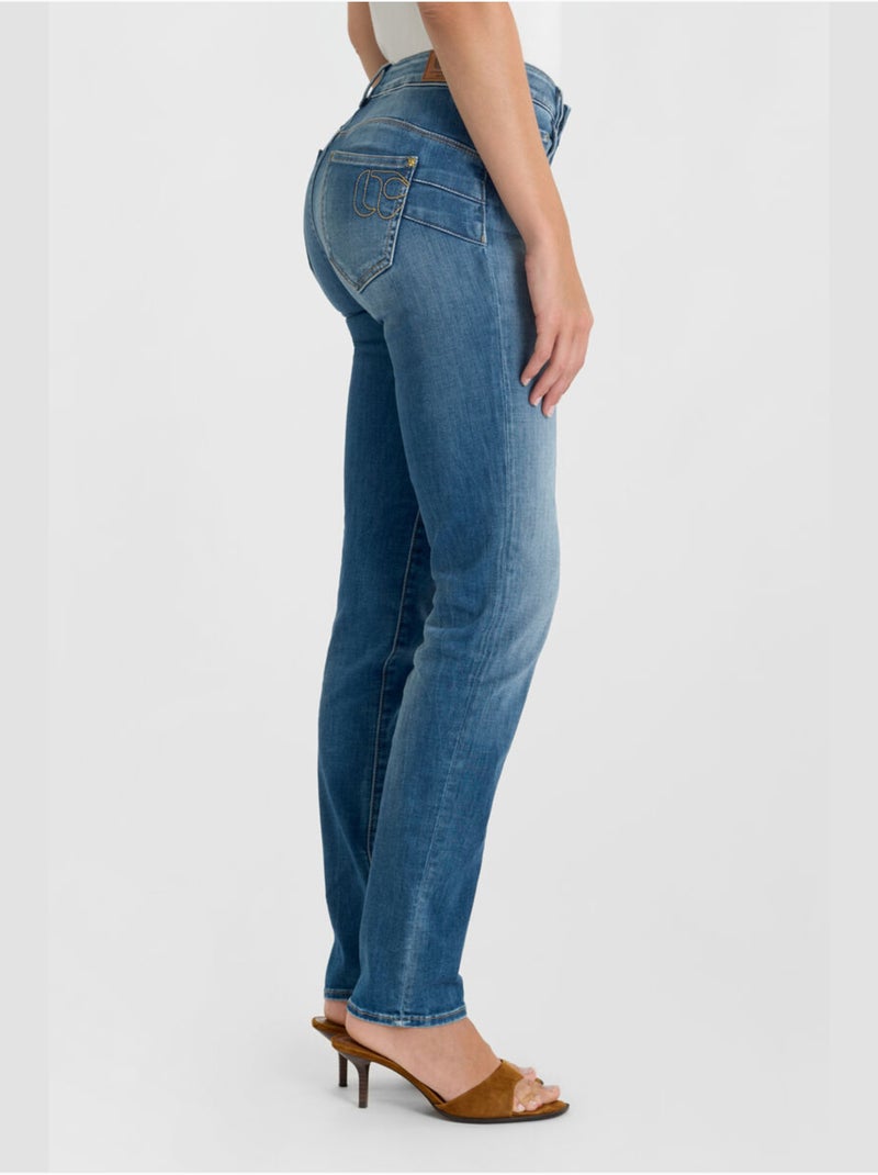 Jeans push-up slim tiro alto PULP, largo 34 Azul - Kiabi