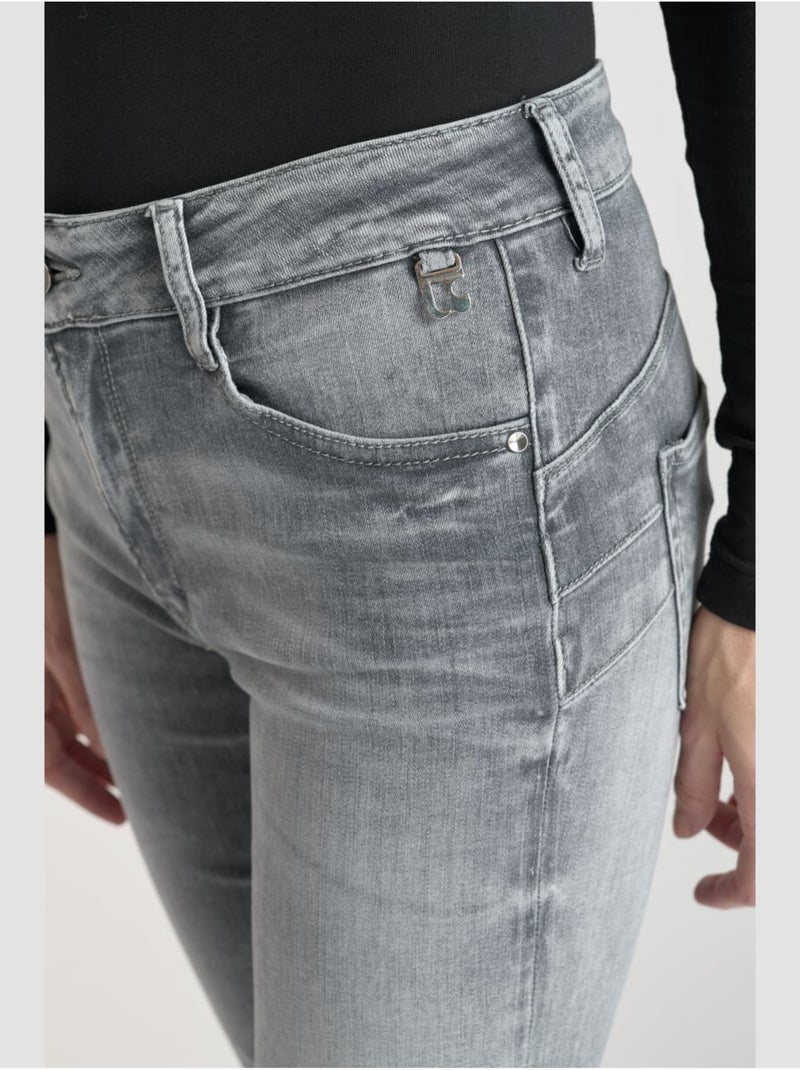 Jeans push-up slim tiro alto PULP, largo 34 Gris - Kiabi
